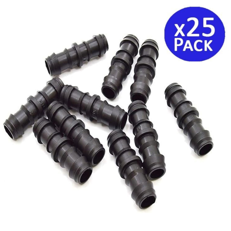 Confezione da 25 connettori per irrigazione a goccia da 20 mm | Connettore dritto per tubo e tubo flessibile per irrigazione | C