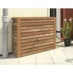 Réservoir d'eau en polyéthylène de 350 litres | Réservoir d'eau de pluie mural marron avec robinet intégré | Dimensions : 124 x