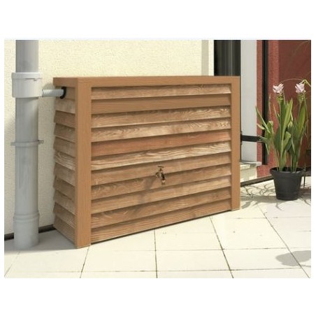Réservoir d'eau en polyéthylène de 350 litres | Réservoir d'eau de pluie mural marron avec robinet intégré | Dimensions : 124 x