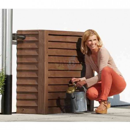 350-Liter-Wassertank aus Polyethylen | Brauner, wandmontierter Regenwassertank mit integriertem Wasserhahn | Wasserbehälter 124