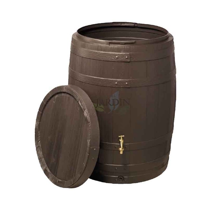 Depósito de agua Barrica imitación madera 250 litros, Polietileno, 65 cm diámetro, 93 cm alto, Recolector de lluvia jardín Depósito de agua Barrica imitación madera 250 litros, Polietileno, 65 cm diámetro, 93 cm alto, Recolector de lluvia jardín