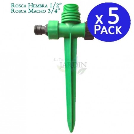 Pincho porta aspersor plástico hembra 1/2" - macho 3/4". 5 unidades