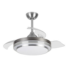 Ventilateur de plafond LED Orgebozo | Télécommande | Silencieux | 3 pales rétractables de 105 cm | Mode hiver-été