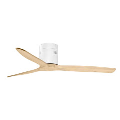 Deckenventilator von 132 cm | Fernbedienung | Leise | 3 Holzblätter in Naturholz | Höhe 23,2 cm | Winter-Sommer-Modus