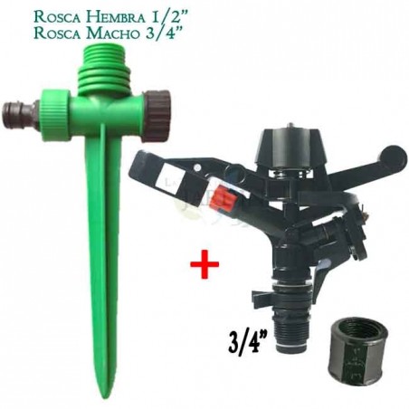 KIT Irrigatore agricolo settoriale da 3/4" + supporto per irrigatore a punta
