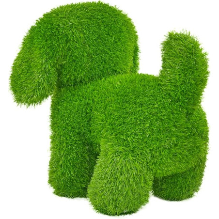 Artificial Grass Dog Figurine 30x50x46 cm for Decoration | Ideal for Garden, Terrace, and Home