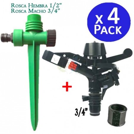 Kit irrigatore agricolo settoriale da 3/4" + punta porta irrigatore. 4 unità
