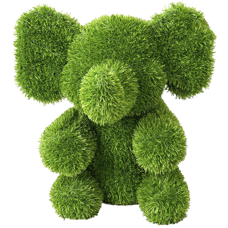 Figura di Erba Artificiale Elefante Seduto 44x44x50 cm per Decorazione | Ideale per giardino, terrazza e casa