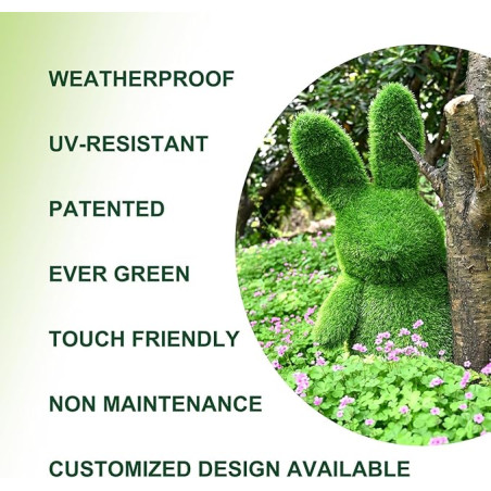 Künstliche Kaninchenfigur aus Gras 29x53x40 cm zur Dekoration | Ideal für Garten, Terrasse und Haus