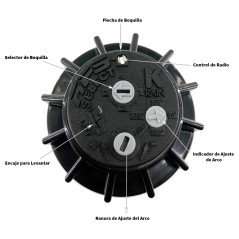 Irrigatore K-Rain RPS Select 3/4'' | Portata da 7,6 a 14 m | Irrigatore con angolo regolabile | Ugelli preinstallati