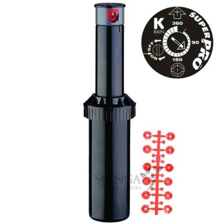 Pack 10 Aspersor de Riego KRain Superpro 3/4'' | Alcance 7,9 a 14,9m | Aspersor de Turbina Ajustable | Control de Caudal