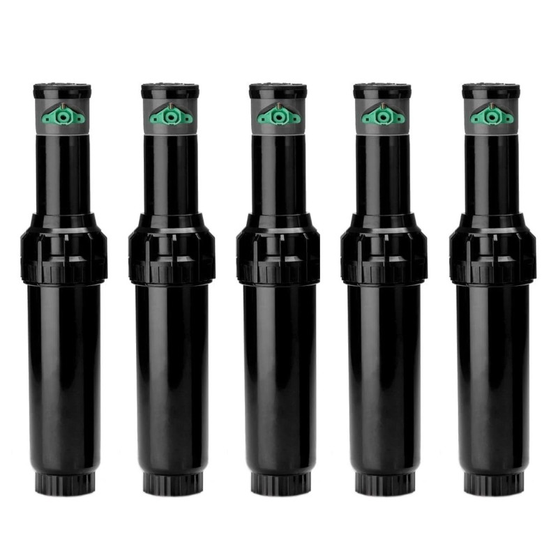 Aspersor de Irrigação K-Rain ProSport de 1" - Pacote com 5 | Alcance de 13 a 23 m | Aspersor de Ângulo Ajustável | Seccional e C