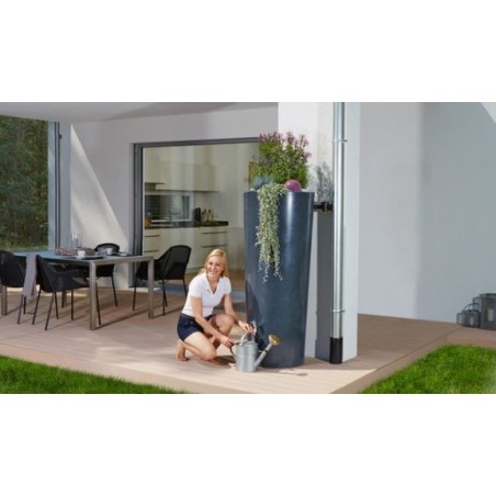 350-Liter-Regenwassertank mit Pflanzgefäß | Design-Wassertank 62 x 150 cm | Dekorativer Grauwasserbehälter