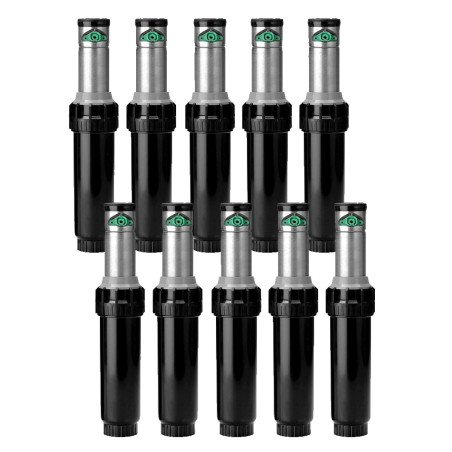 Pack of 10 K-Rain ProSport 1" Stainless Steel Irrigation Sprinklers | 13 to 23 m Range | Adjustable Angle Sprinkler | Sectional
