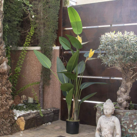 Planta artificial de flor de ave do paraíso, 185 cm com vaso | Plantas de plástico para decoração de jardins internos e externos