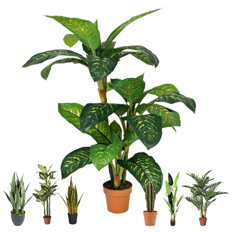 Pianta di Calathea artificiale da 135 cm con vaso | Piante di plastica per decorazioni da giardino interne ed esterne