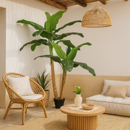 Bananier artificiel 180 cm avec pot | Plantes en plastique pour décoration de jardin intérieur et extérieur