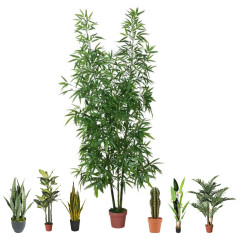 Plante de Bambou Artificielle 200cm avec pot | Plantes en plastique pour la décoration de jardin intérieur et extérieur