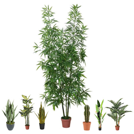 Plante de Bambou Artificielle 200cm avec pot | Plantes en plastique pour la décoration de jardin intérieur et extérieur