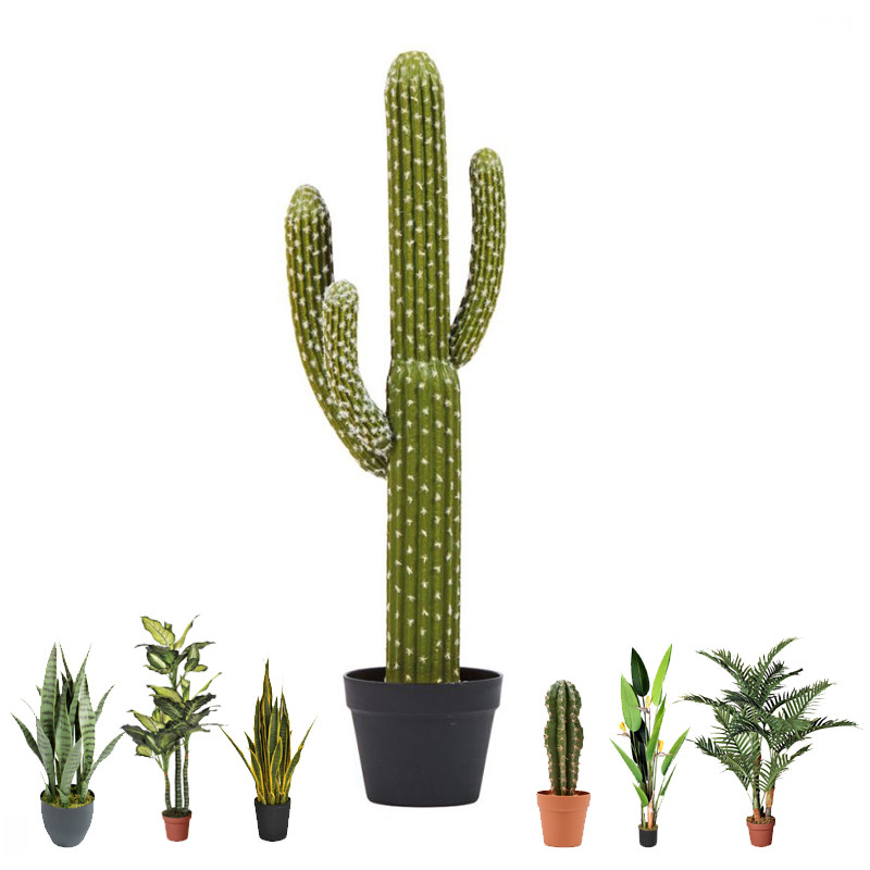 Planta Artificial Captus Saguaro 82cm con Macetero | Plantas de Plástico para Decoración de Jardín Interior y Exterior