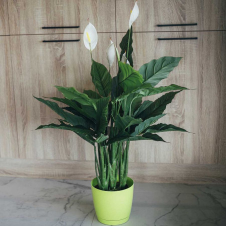 Voile d'éolienne artificielle 105 cm avec jardinière | Plantes en plastique