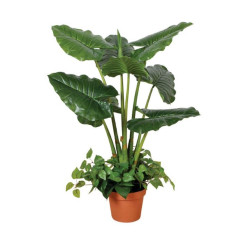 Plante Artificielle Taro 100cm avec pot | Plantes en plastique pour la décoration de jardin intérieur et extérieur