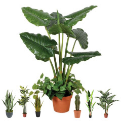 Plante Artificielle Taro 100cm avec pot | Plantes en plastique pour la décoration de jardin intérieur et extérieur