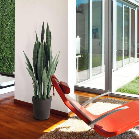 Plante artificielle langue de tigre 105 cm avec jardinière | Plantes en plastique