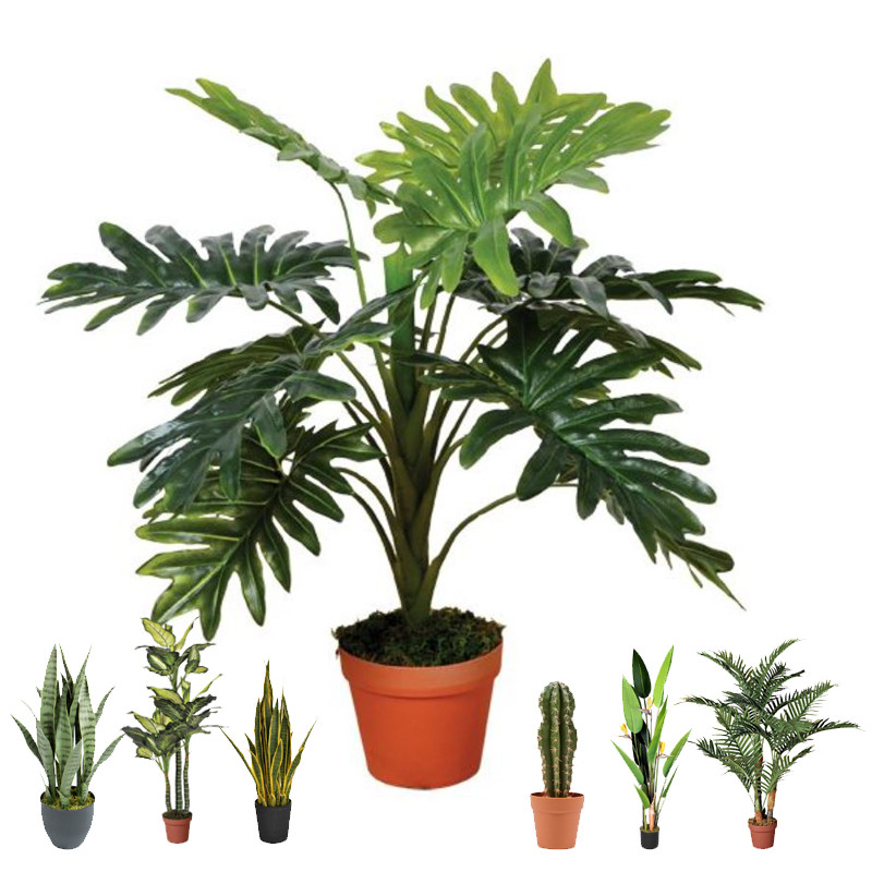 Planta Filodendro Artificial 70 cm com Vaso | Plantas de Plástico para Decoração de Jardins Internos e Externos