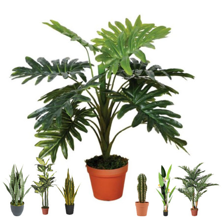 Planta Artificial Filodendro 70cm con Macetero | Plantas de Plástico