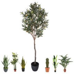 Olivier Artificiel 150cm avec pot | Plante Artificielle en plastique pour décoration de jardin intérieur et extérieur