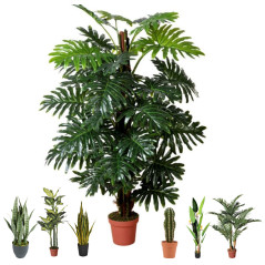 Künstlicher Philodendron 150 cm mit Topf | Plastikpflanzen zur Gartendekoration für Innen- und Außenbereiche