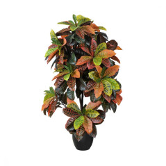 Planta Artificial Croton 140cm con Macetero | Plantas de Plástico para Decoración de Jardín Interior y Exterior