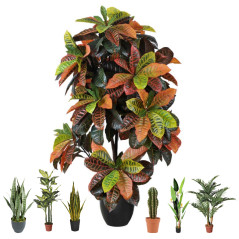 Planta de Croton Artificial 140cm com Vaso | Plantas de Plástico