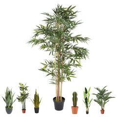 Plante Artificielle en bambou 180cm avec pot | Plantes en plastique pour la décoration de jardin intérieur et extérieur