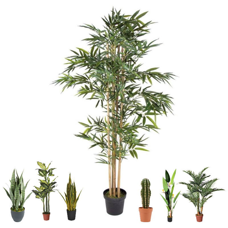 Plante Artificielle en bambou 180cm avec pot | Plantes en plastique pour la décoration de jardin intérieur et extérieur