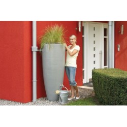 Réservoir d'eau, Cuve moderne grise 2 en 1: Récupération d'eau de pluie et jardinière 300 litres, 62 x 145 cm