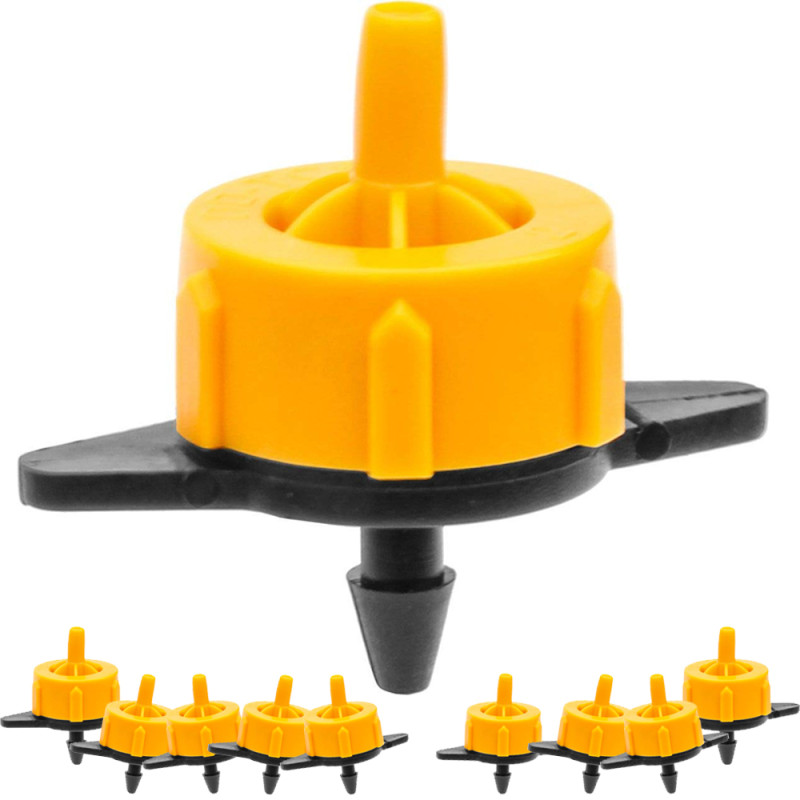 Pack 100 Gotero Autocompensante 16 Litros | Goteros desmontables para Riego, Plantas, Macetas, Microtubo y Tuberia 16mm