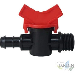 Pack 5 Llave 16mm Riego | Llave goteo 16 mm x 1/2'' | Llave de paso Riego 16 mm | Valvula tuberia riego por goteo 16mm