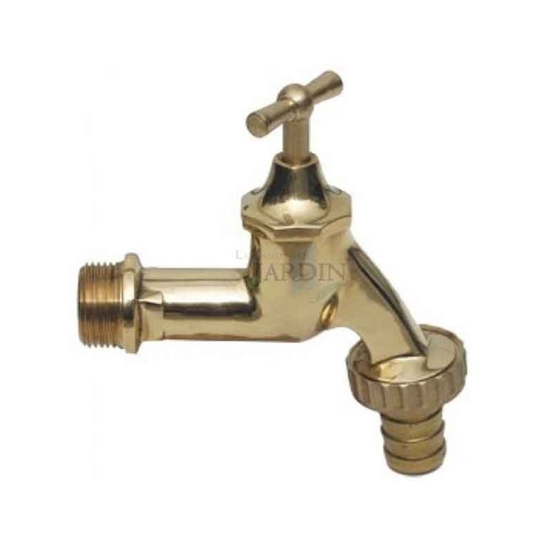 Robinet extérieur avec raccord fileté pour tuyau de 3/4" | Robinet décoratif doré | Robinet de jardin en laiton