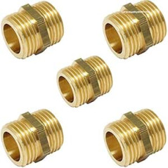 Pack of 5 1" Brass Nipples | Aenor Brass Fittings | Threaded Brass Nipples | Brass Threaded Nipples for Air, Water, Gas