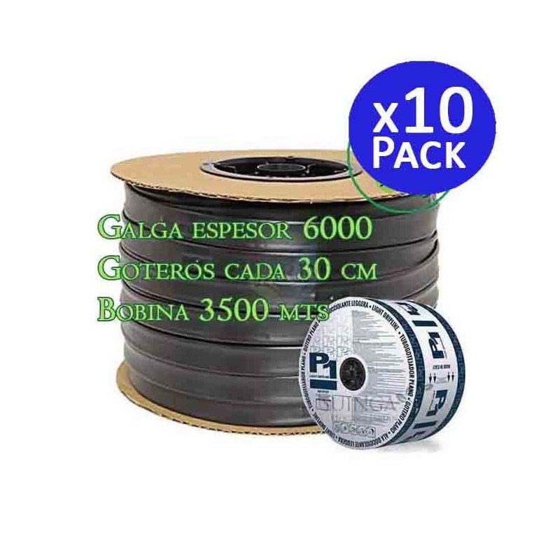 Fita de irrigação por gotejamento de 16 mm, 35.000 metros, calibre 6 mil, gotejadores de 1,5 l/h por 30 cm