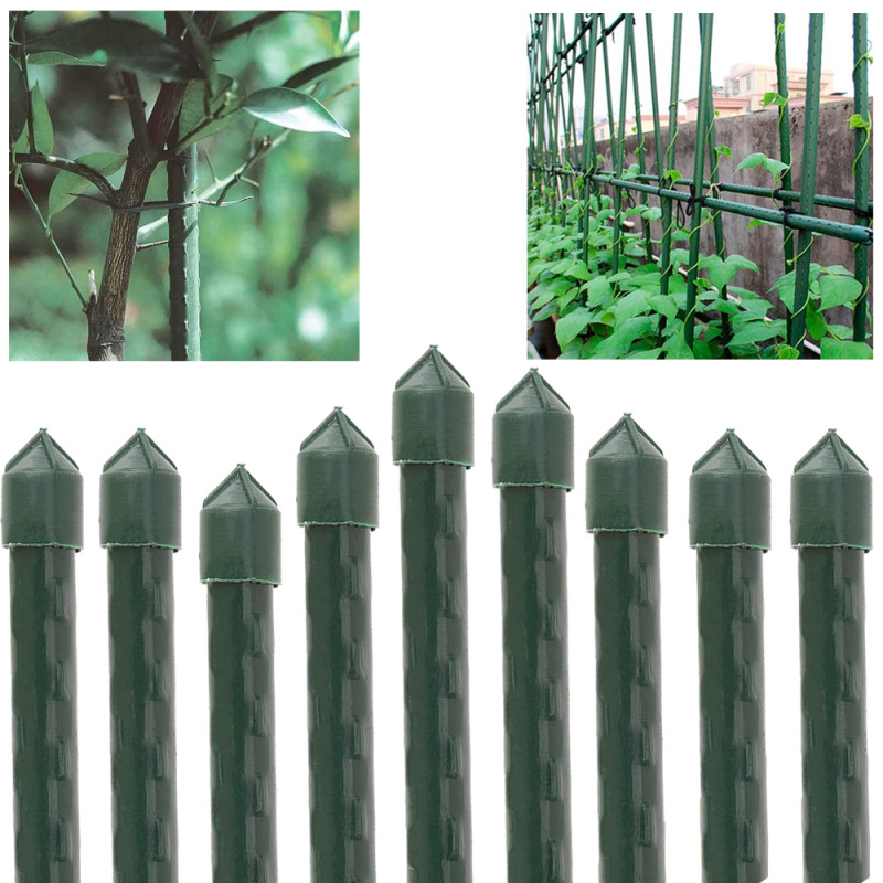 Lot de 50 Tuteur en acier plastifié 120 cm Ø11 mm | Tiges pour plantes et arbres | Tuteurs pour tomates et plantes grimpantes Lot de 50 Tuteur en acier plastifié 120 cm Ø11 mm | Tiges pour plantes et arbres | Tuteurs pour tomates et plantes grimpantes