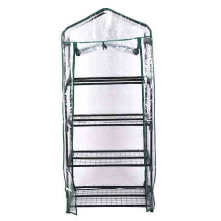 Estufa de terraço com zíper 160x69x49 cm, 4 prateleiras, para cultivo interno e externo