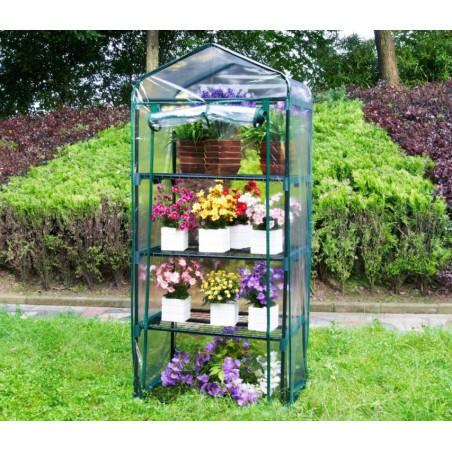 Estufa de terraço com zíper 160x69x49 cm, 4 prateleiras, para cultivo interno e externo