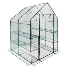 Invernadero de Jardín Transparente 1,43 x 1,43 x 1,90 m - Caseta con cremallera ideal para Macetas, Flores y Huertos