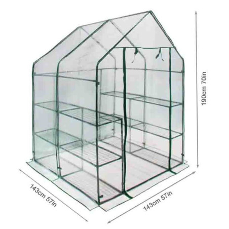 Transparent Garden Greenhouse 1.43 x 1.43 x 1.90 m - Zipped Shed Ideal for Pots, Flowers and Vegetable Gardens