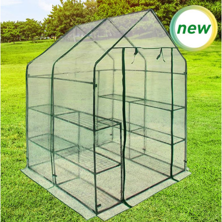 Serre de jardin transparente 1,43 x 1,43 x 1,90 m - Abri zippé idéal pour pots, fleurs et potagers