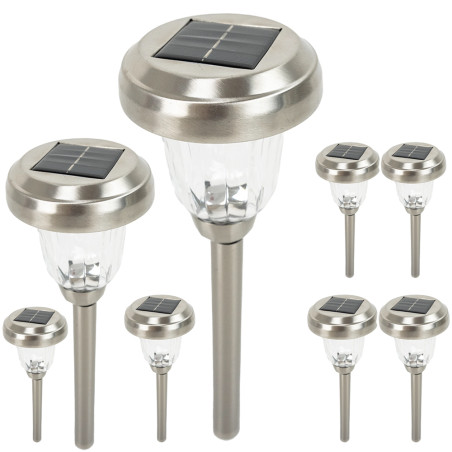 Pack 8 Lámpara Solar Radiante LED Blanca Cálida/Fría con Sensor – 600mAh, IP44, 10h Iluminación – Jardín, Terraza