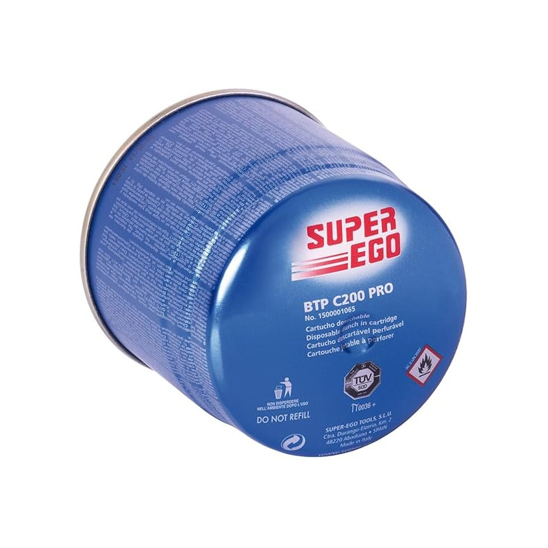Cartucho de Gas Butano SuperEgo 190g para Hornillos Quemadores | Cartucho de Gas para Camping C200 | Bombonas